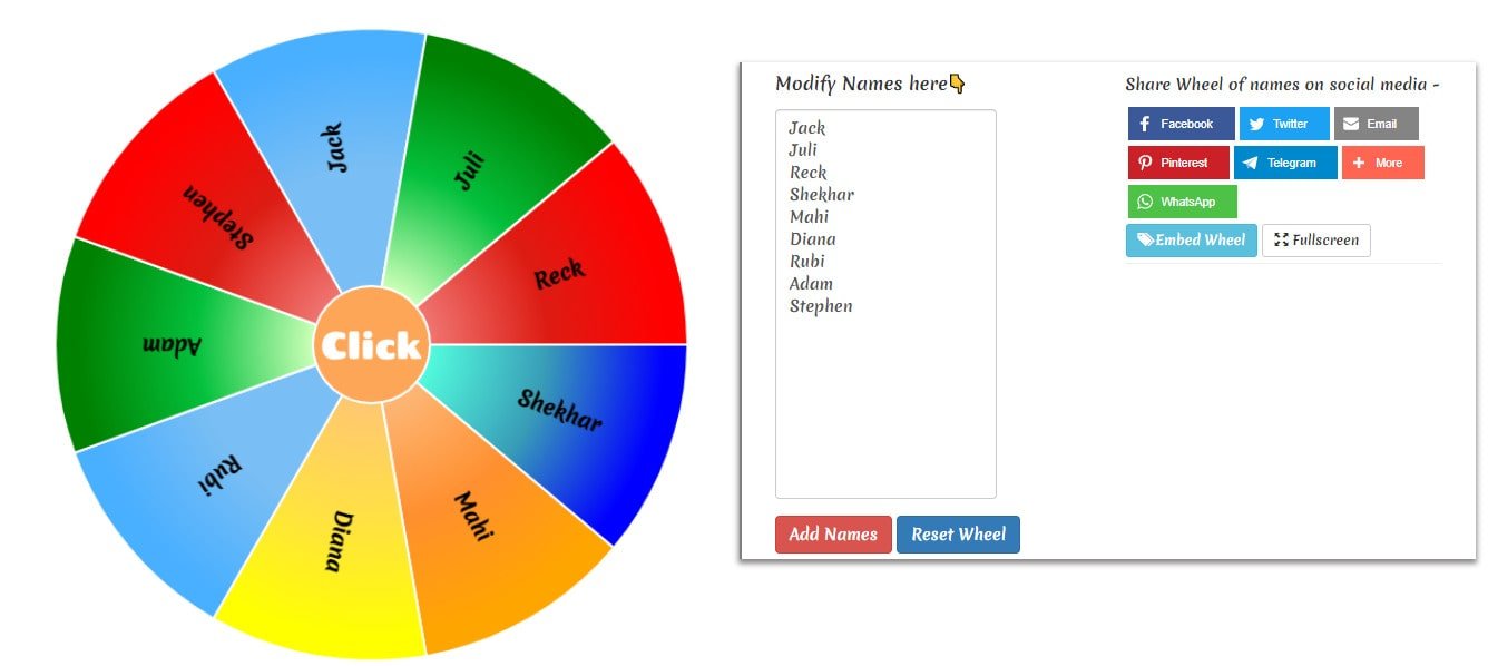 Wheel of names